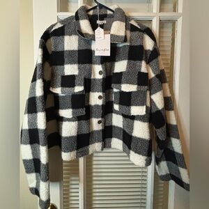 Love fire Cropped Gingham Sherpa-Size 2X